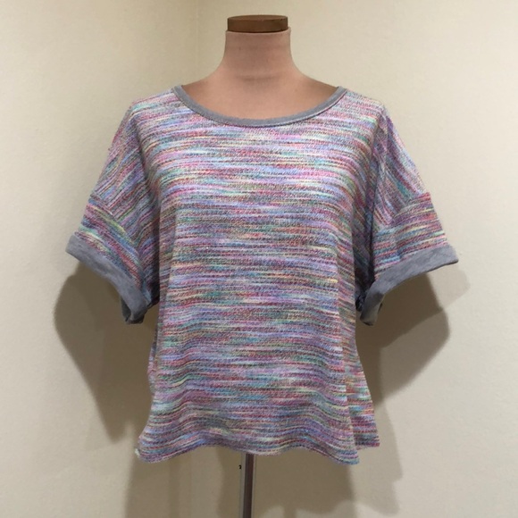 Anthropologie Saturday Sunday Top Size XL Multicolored Rainbow Knit Pullover - Picture 2 of 10